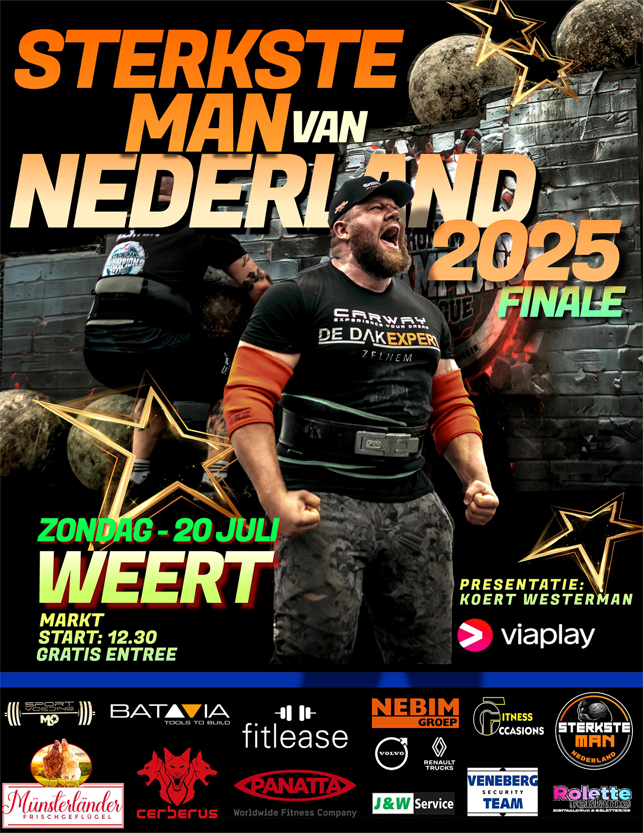POSTER NK A1 STERKSTE MAN VAN NEDERLAND - FINALE 2025. Zondag 20 juli in WEERT op de MARKT.